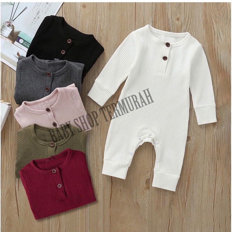 Jumper panjang bayi Rib / Sleepsuit bayi Rib