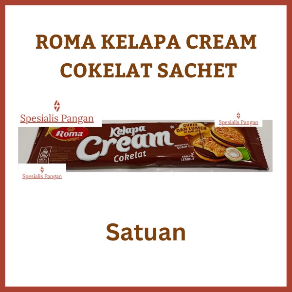 ROMA Kelapa Cream Coklat Sachet 42 Gram Satuan biskuit Krim Kelapa