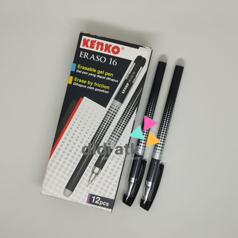 

Pulpen Hapus Kenko Eraso 16 Erasable Gel Pen 0.5mm 1 Pak (12 Pcs)