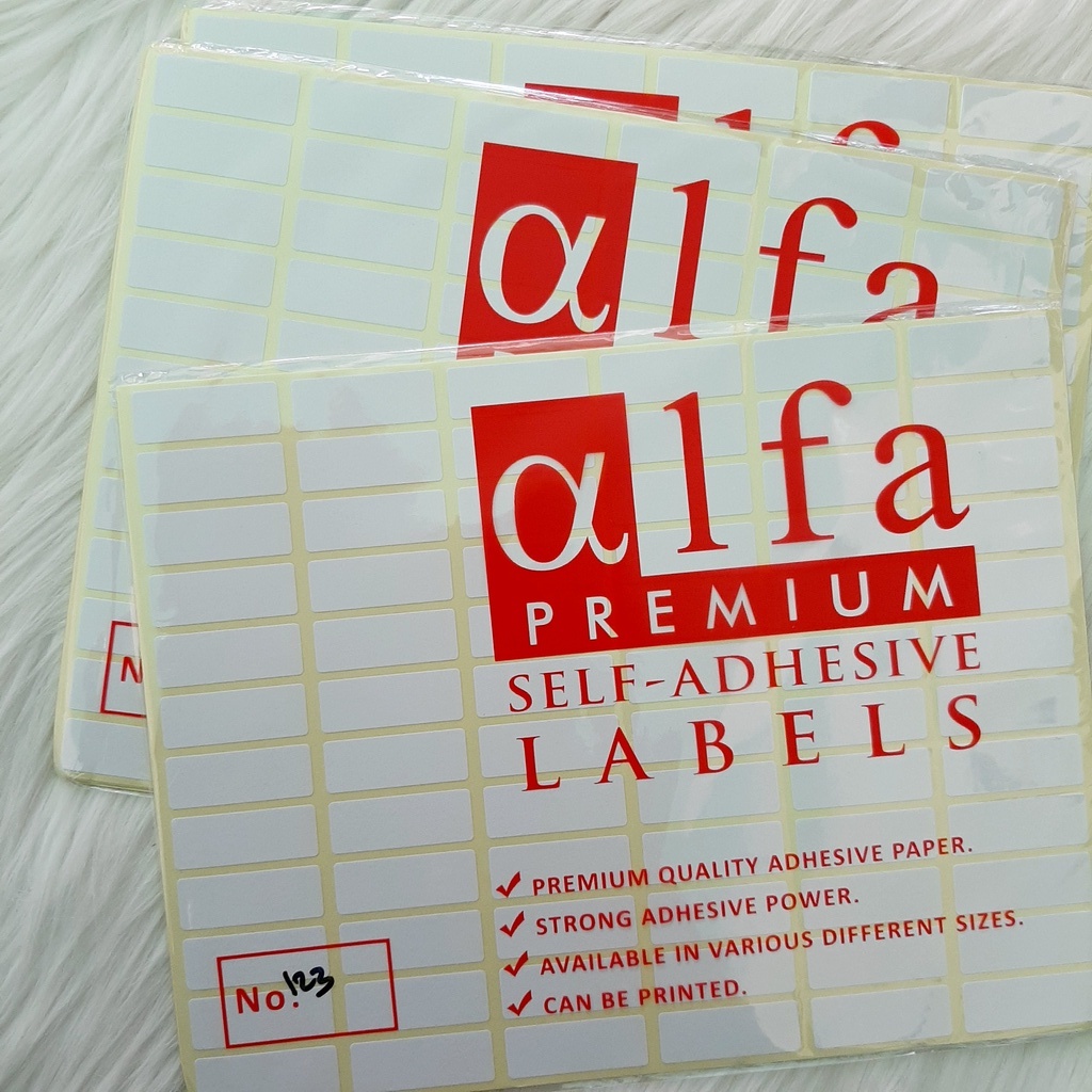 

STIKER LABEL / STIKER HARGA / STIKER NAMA / STIKER UNDANGAN ALFA NO. 123 / NO. 112 / NO. 103 / NO. 121