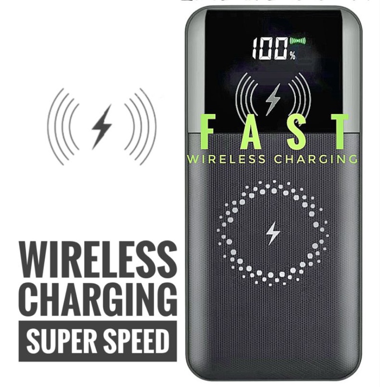 PB Powerbank Power Bank LCD Qi Wireless Charging 2 Port 10000mAh