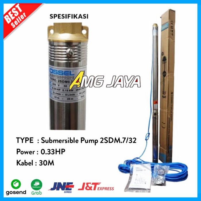 Pompa Air Satelit Submersible Pump 2SDM.7/32 0,33HP Mesin Pompa Air