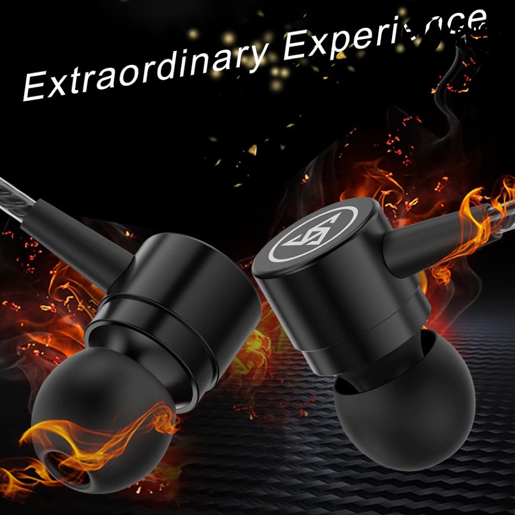 (VNEP) (Berkabel) D1 Stylish 3.5mm In-ear Metal Earphone Stereo Mobile Phone Headset dengan Mic