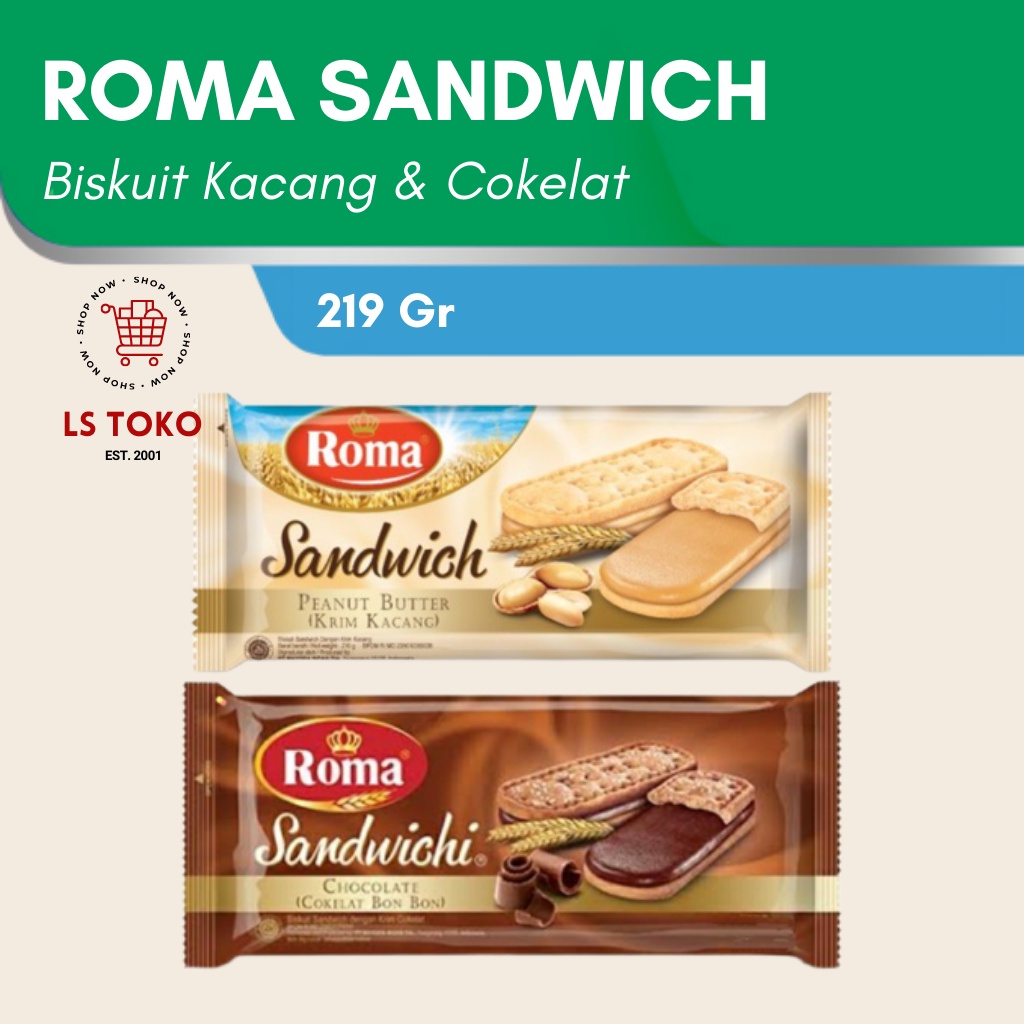 

Biskuit Roma Sandwich rasa kacang / coklat 216gr