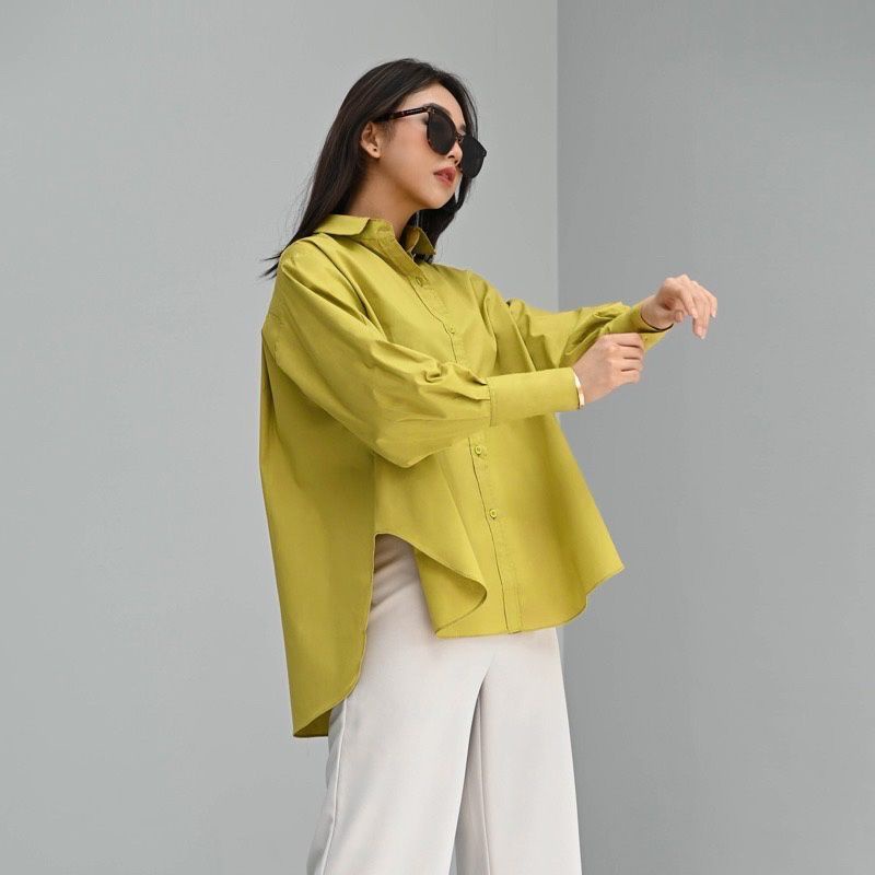 Kemeja Kerja Wanita Oversize Rayon Poplin Casual Style