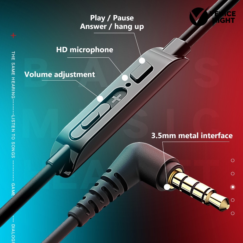 (VNEP) (Berkabel) T10/T16 Universal In-Ear Noise Reduction Bass Gaming Earphone dengan Mic