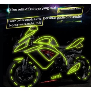 (Stok, Dikirim dari Jakarta) Personalized Sepeda Reflektif Strip Stiker Bercahaya Pakaian Siswa Neon Stiker Jas Hujan Pita Reflektif Anti-Tabrakan Dekorasi Tahan Air