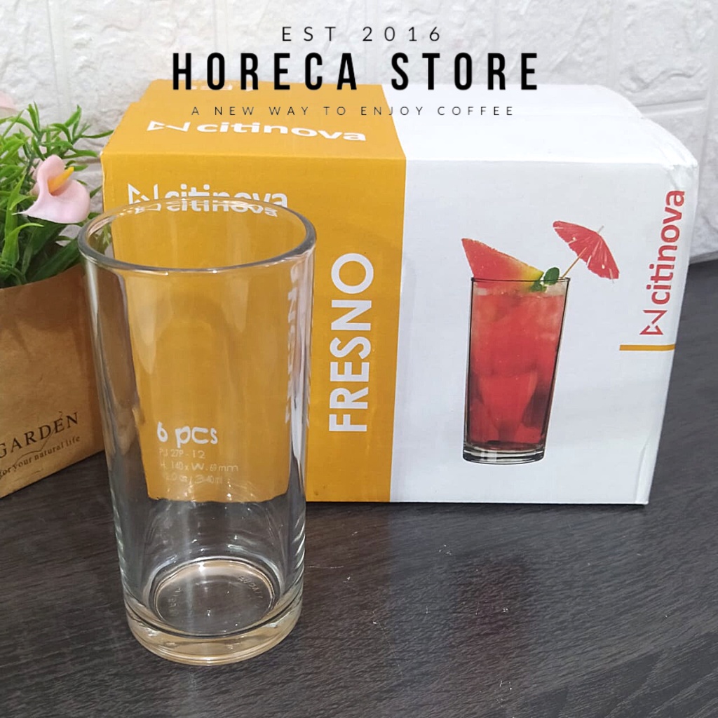 Gelas Kaca Polos Tinggi 13.5cm citinova original Gelas Highball 340ml Fresno Citinova