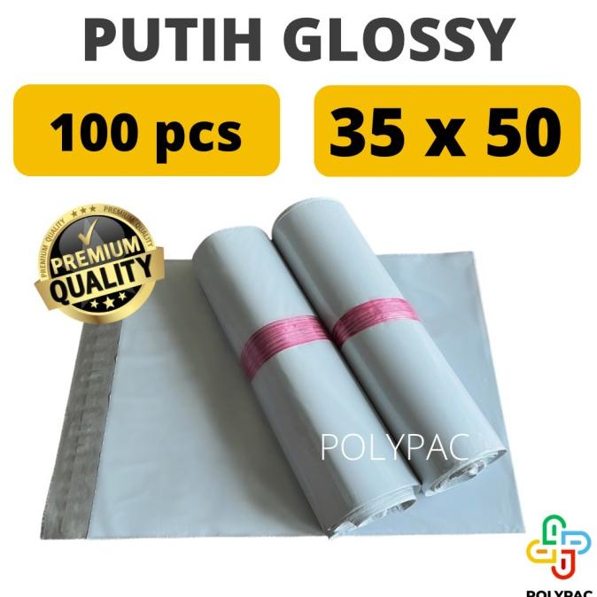 

Polymailer PUTIH GLOSSY [35x50] isi 100 pc - Polymailer Putih Premium