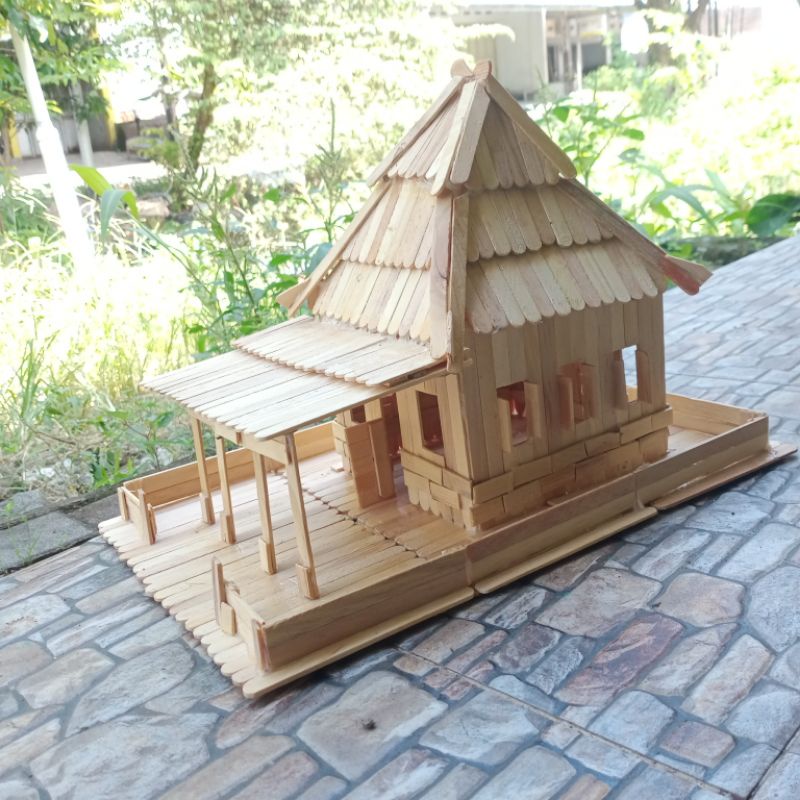 miniatur rumah joglo jawa dari stik es krim