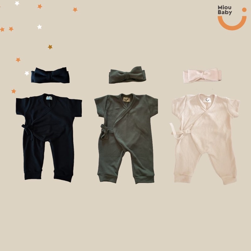 [12.12 SALE] Mioubaby Set 3 kimono earth tone / kimono bayi / jumper bayi / jumpsuit bayi / hadiah lahiran / baju anak / waffle knit / jumpsuit bayi / kimono anak / jumper anak / jumper bayi