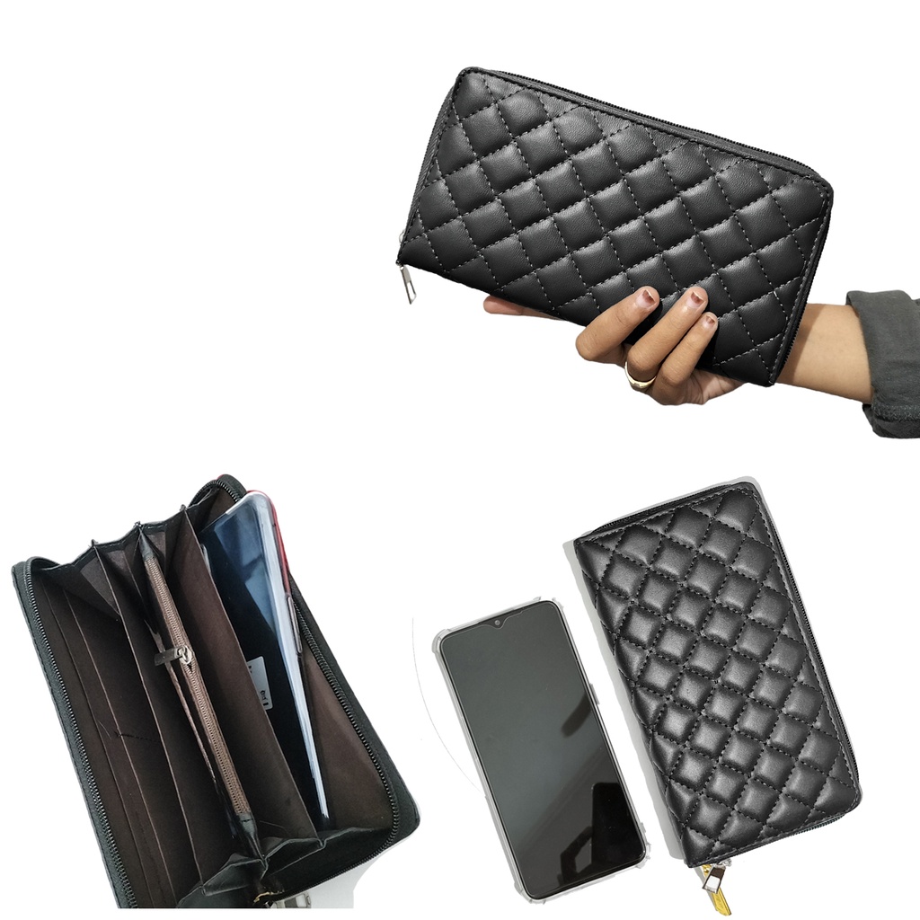 Tas selempang wanita tali rantai set dompet cewe paket hand bag polos dan wallet shoulder bag cewek sling bag strap rante murah