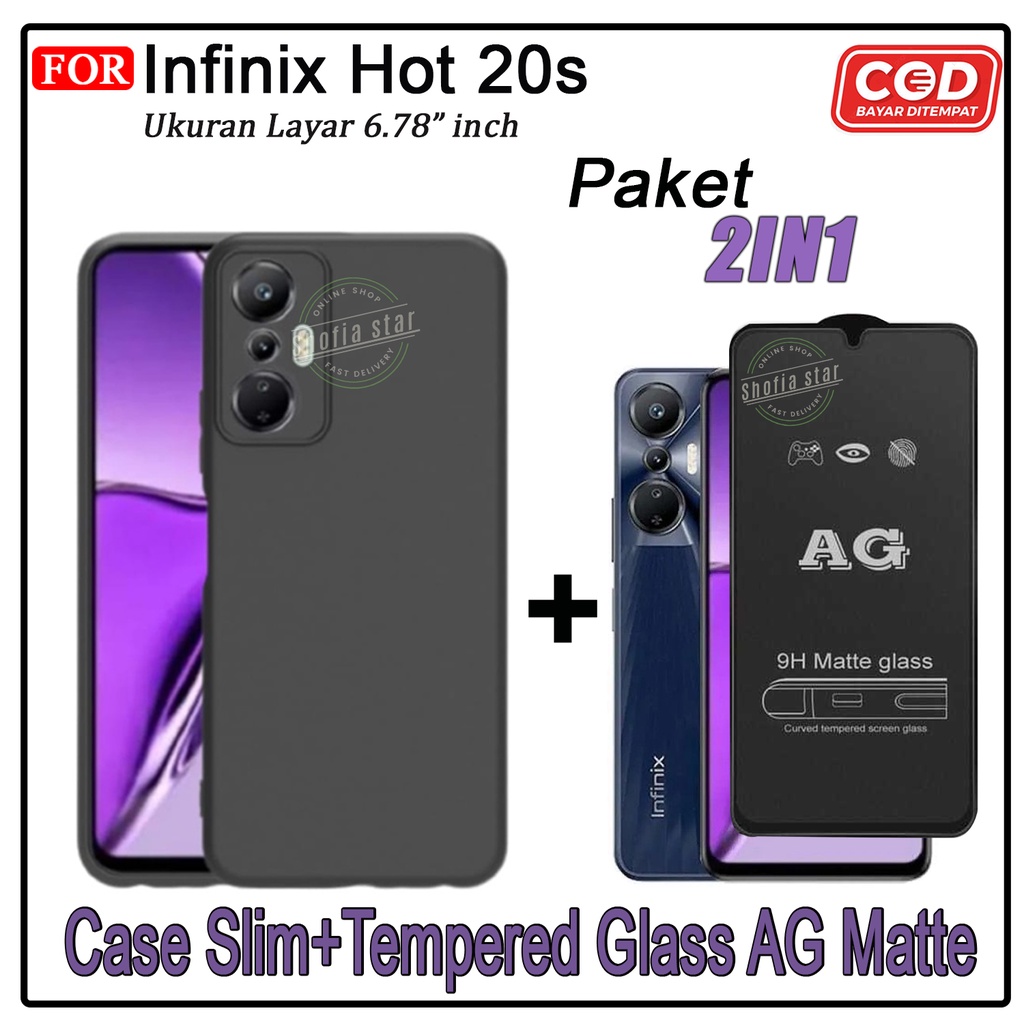 PAKET 2IN1 Case Infinix Hot 20s Hot 20i Hot 20 5G 12 Pro 12 Play 10 play 11 Play 11s NFC Softcase Slim Black Premium Protect Casing