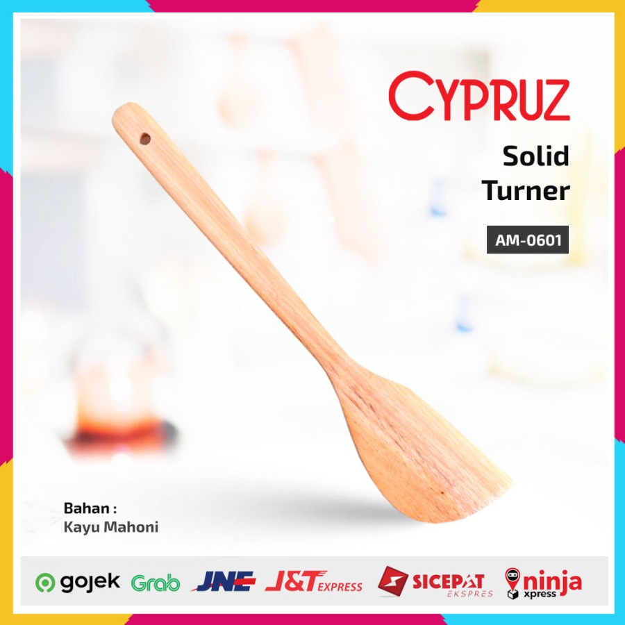 Cypruz Sutil Kotak Lancip Kayu Mahoni / Solid Turner AM-0601