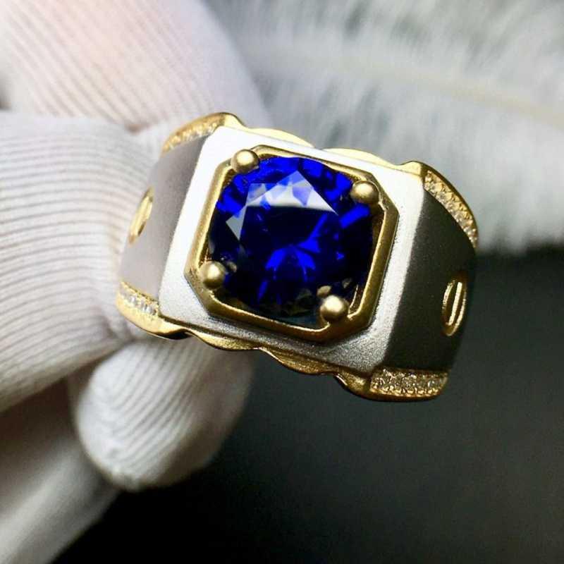 2022 Cincin Silver Pria Hias Zircon Berlian Imitasi Gaya Hip Hop Untuk Pestahadiah