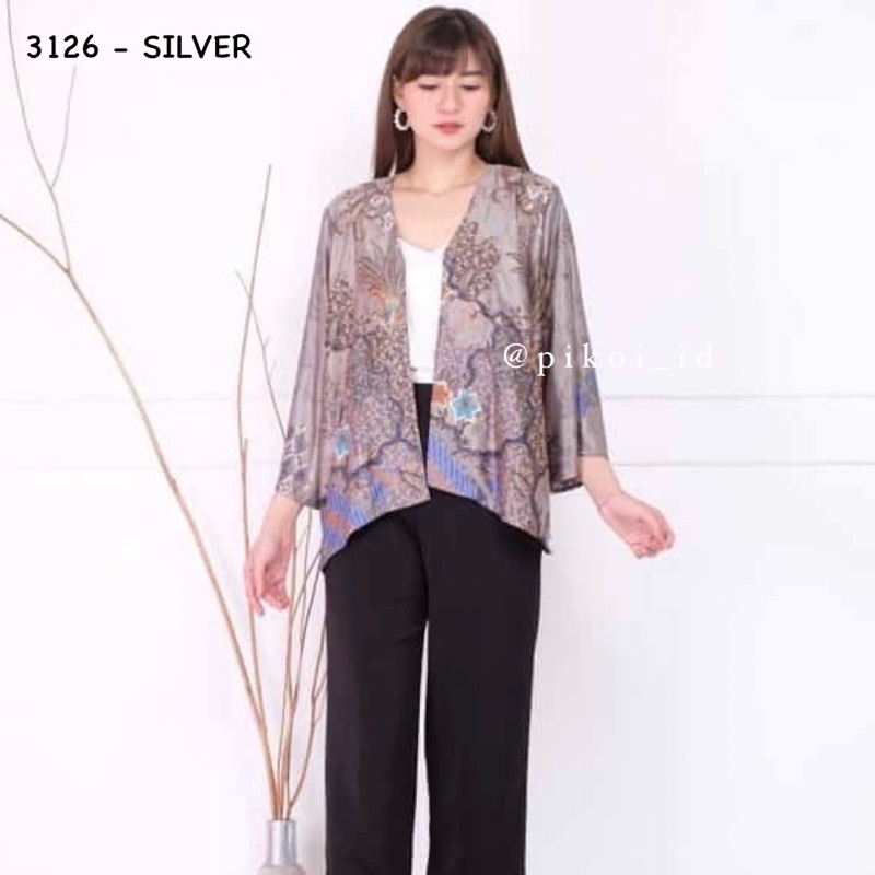 Cardigan batik satin wanita / outer seragam batik kerja kantor / bolero batik cewek modern 241 3126