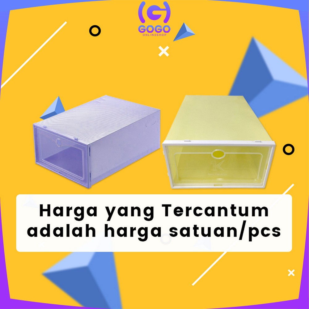 GOGO-C158 Kotak Sepatu Lipat Transparan Tebal Shoes Storage Box Organizer Rak Sepatu Plastik Susun