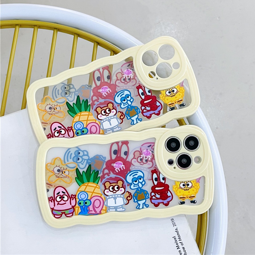 Soft Case Motif Kartun Gelombang Untuk 14 13 12 11 Pro Max 7 8 Plus XR X XS Max SE 2020 2022