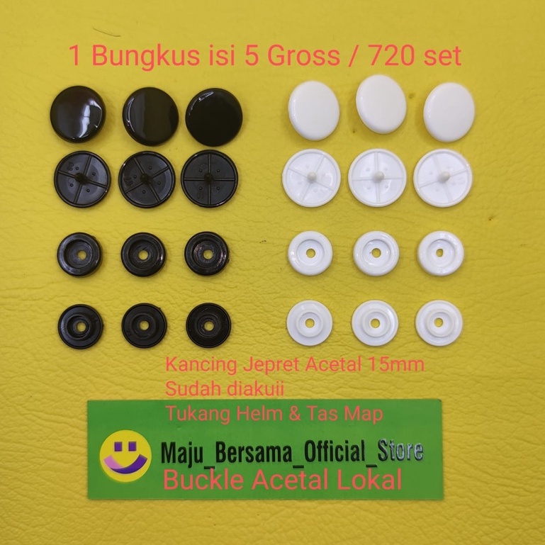 Buckle Acetal Lokal - Kancing Cetet/Jepret Ukuran 15mm isi 5 Gross Sk1