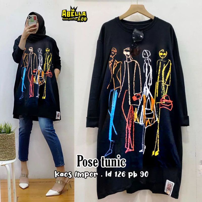 Pose Tunic wanita long tunik jumbo tunik muslim tunik kaos import tunik import tunik bigsize tunik o