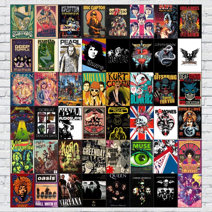 Poster Dinding Aesthetic Band Hiasan Dinding Kamar wallpaper Decor Pajangan Cowok Cewek Vintage Retr