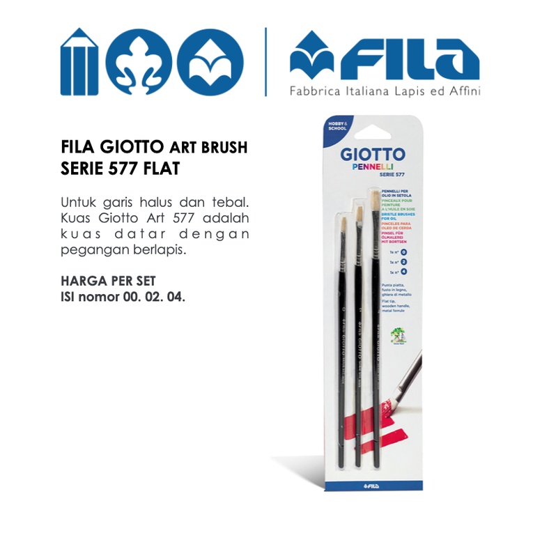 

Kuas Lukis Fila Giotto Art Brush Serie 577 Flat set 0 2 4 Original / Set