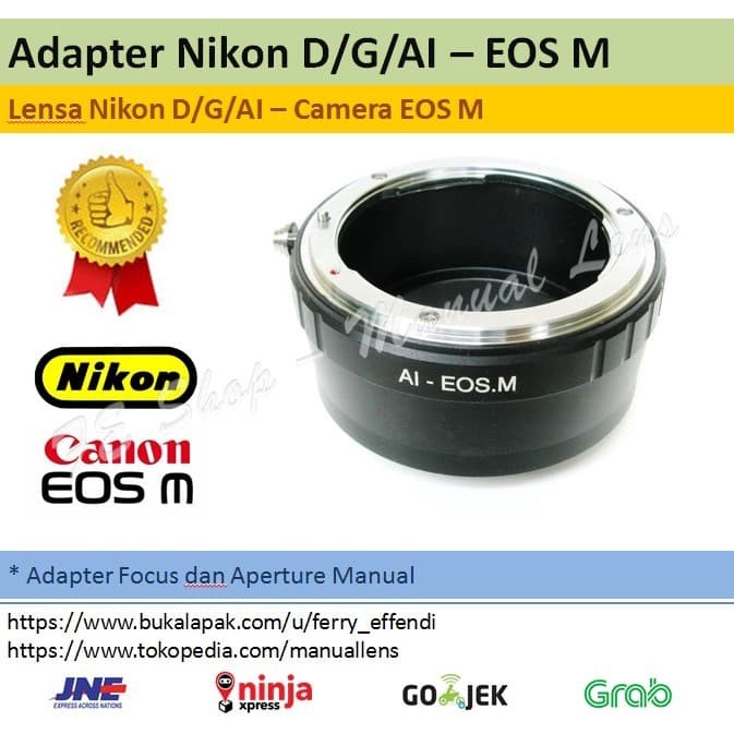 Adapter AI-EOS M - Nikon AI DSLR To Mirrorless Canon EOS M