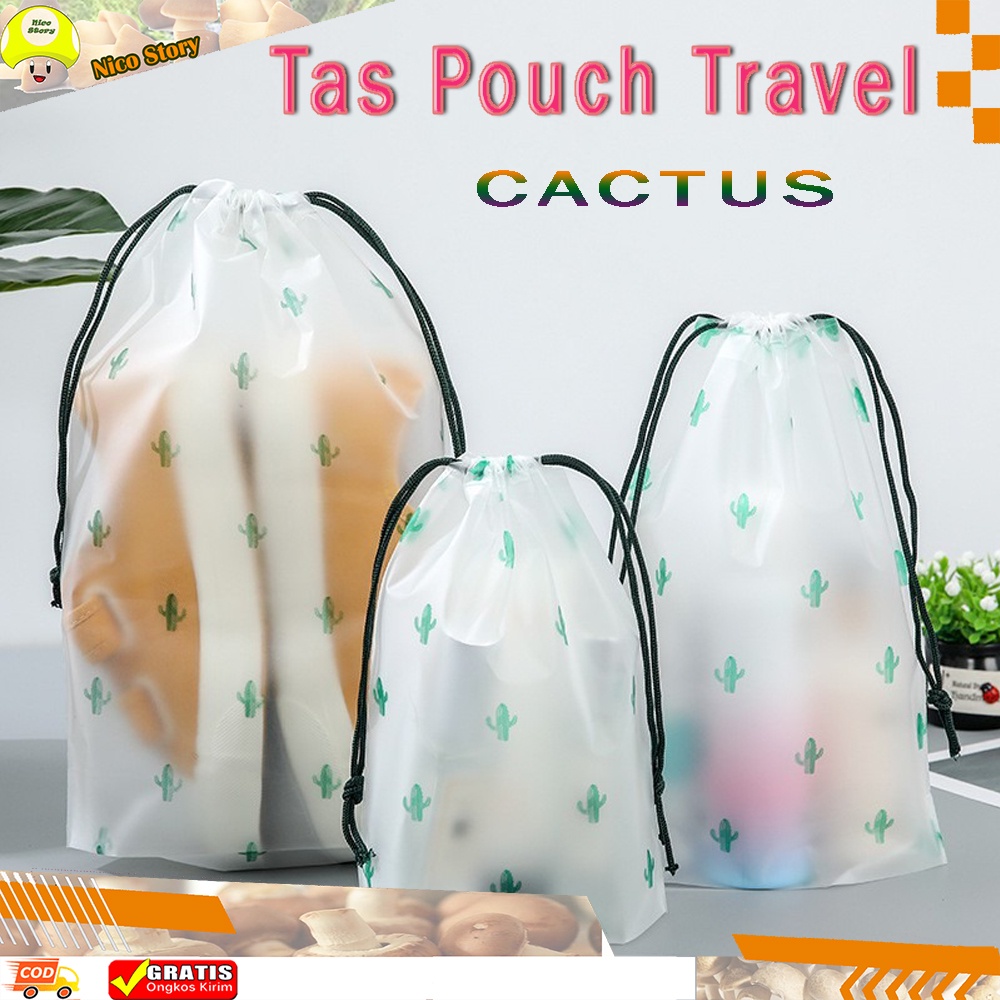 (NCS) TAS POUCH TRAVEL CACTUS KAKTUS Serut Kosmetik Serbaguna Anti Air Waterproof Organizer Bag Import