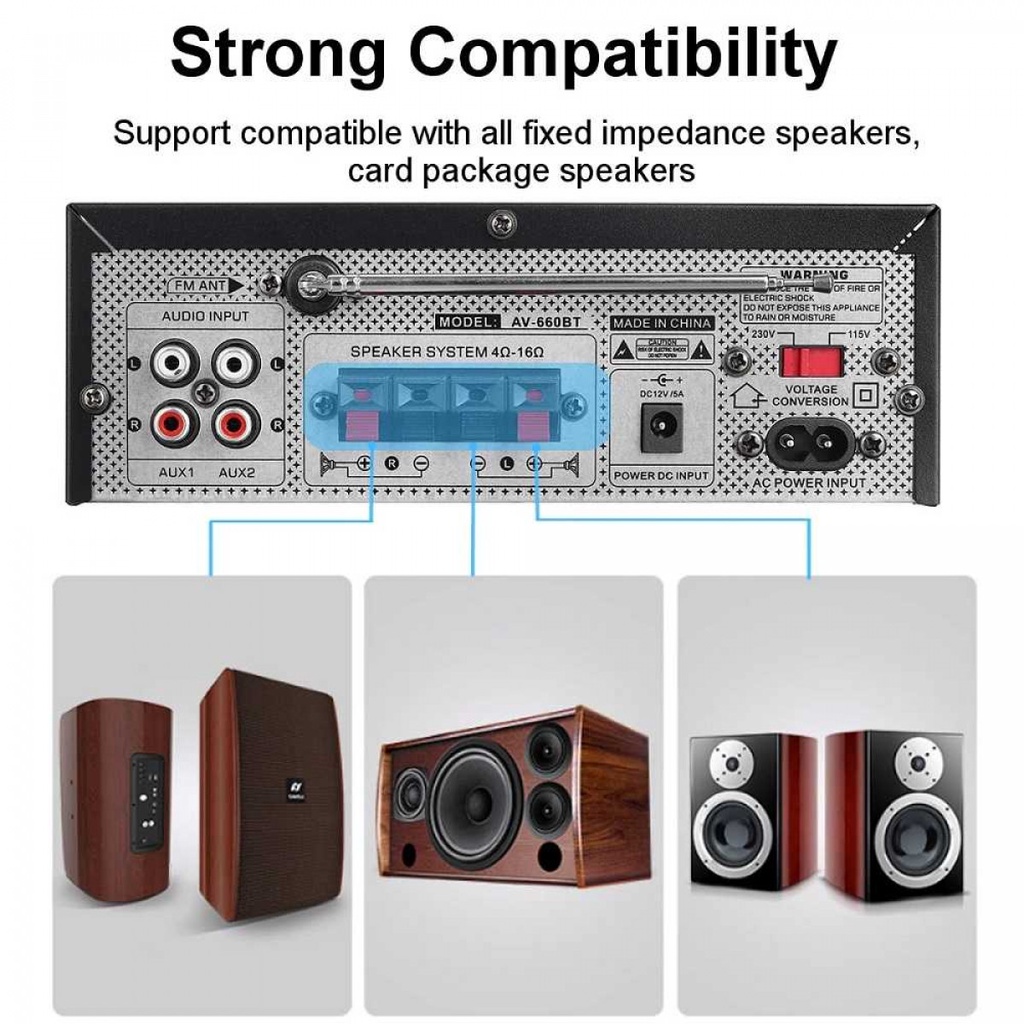 Audio Amplifier DAC Surround Hi-Fi Bluetooth 2 Channel Remote 2000W