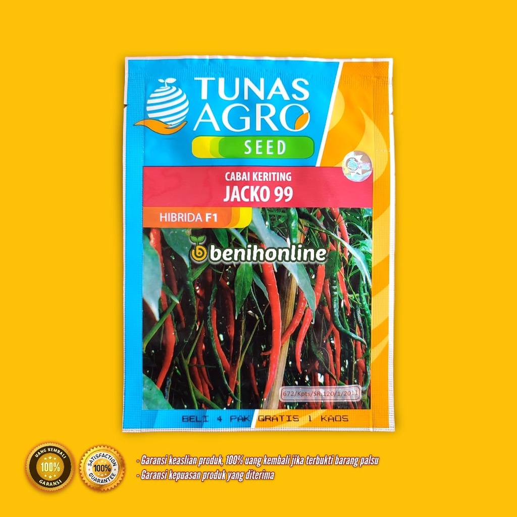 BENIH CABAI KERITING - JACKO 99 - 10 gram - Tunas Agro Seed - verywell tm 999 rimbun or twist 42