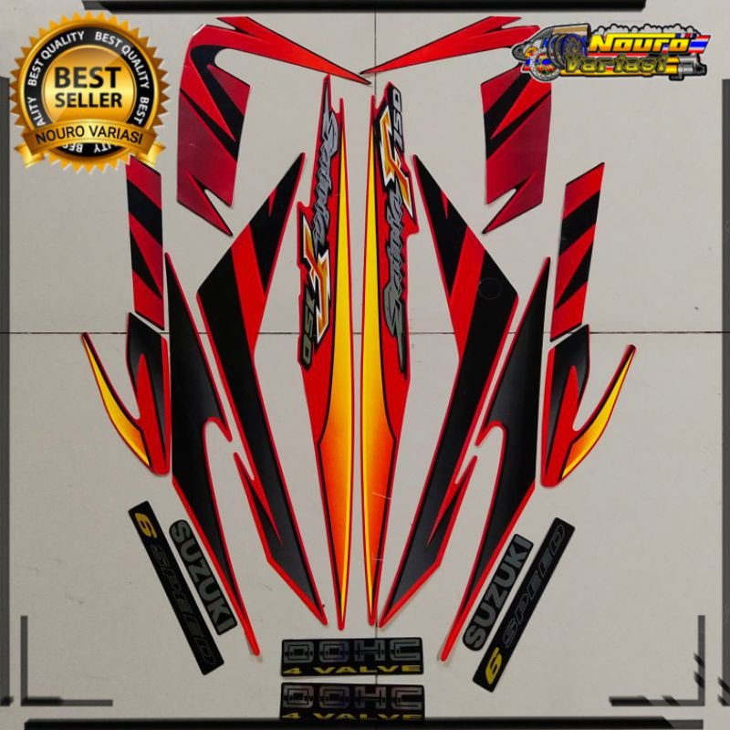 COD Striping Suzuki Satria fu f 150 2007 2008 merah hitam list motor thailand berkualitas
