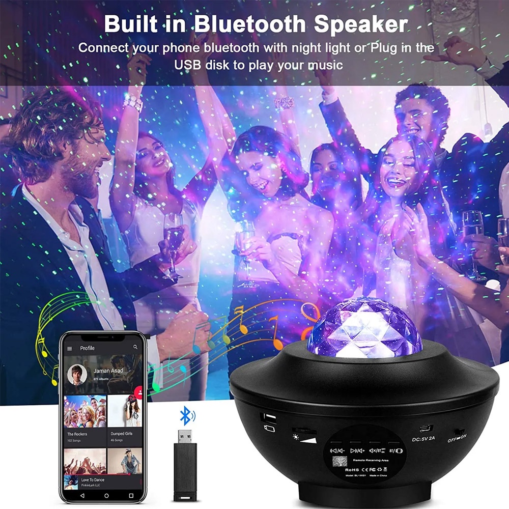 Lampu Proyektor Langit Malam Bintang 2in1 Bluetooth Speaker Starry Projector Light Lampu Tidur