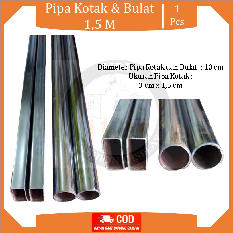 Pipa Bulat dan Kotak Besi Chrome 150 cm (1,5 Meter)