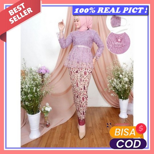 Setelan Kebaya Tunik Brukat M-5Xl Ld 120-130 Jumbo/ Atasan Tunik Jumbo Modern/ Gamis Wanita/Kebaya B