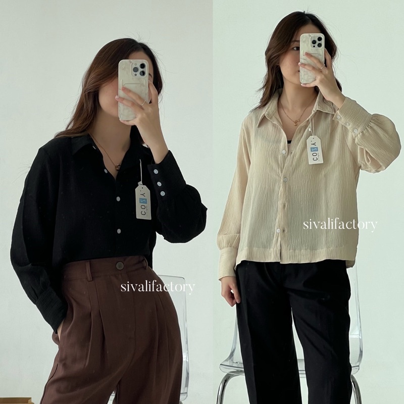 SIVALI Hazel Top 233 - Kemeja Wanita Minimalis Atasan Baju Kerja Office Shirt