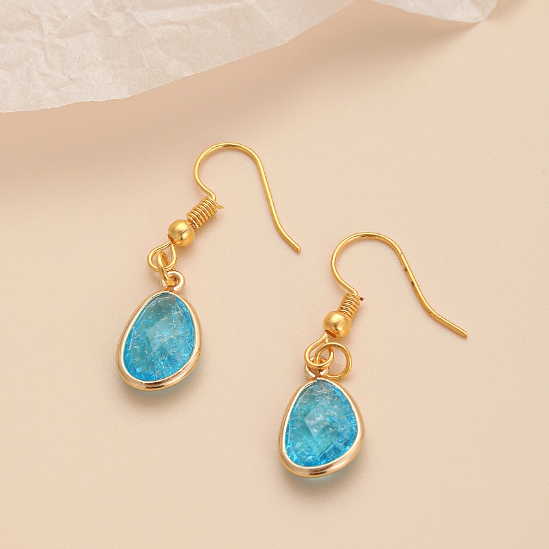 Anting Liontin Kristal Biru Gaya Vintage Korea Untuk Pria Dan Wanita