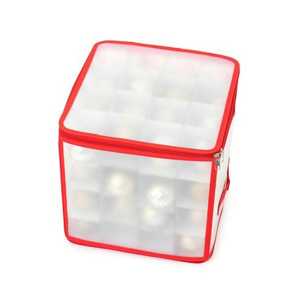 [Elegan] Christmas Ball Organizer Merah Transparan Dengan Tutup Tahan Lama Kapasitas Besar Sortiran Mainan Organizer