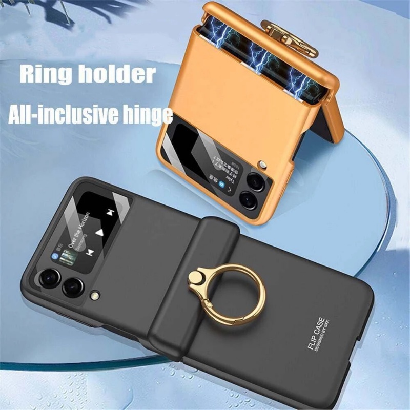 Casing Flip Case Magnetik + Ring Holder + Lensa Kamera Untuk Samsung Galaxy Z 4 / 5G 4