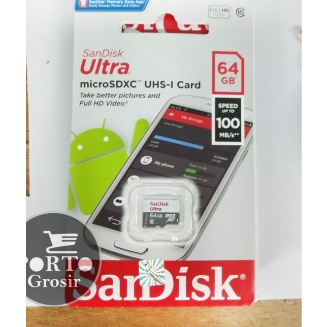 Sandisk Micro SD 64GB CLASS 10 Non Adapter MicroSD Memory Card 64 GB - 100 Mbps