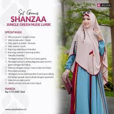 SET GAMIS SHANZAA JUNGLE GREEN NUDE LURIK BY AULIA