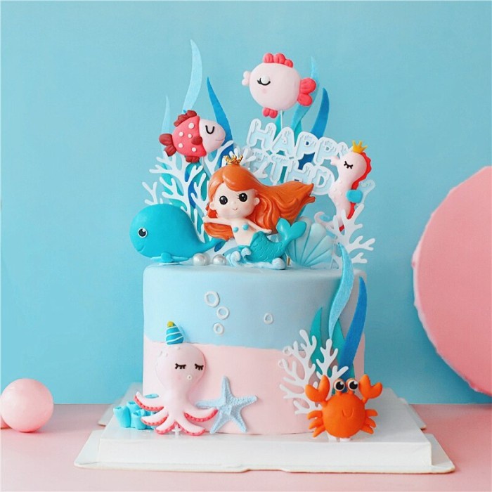 CCM03 Cake Topper Mermaid 3D Putri Duyung Dekorasi Kue Ultah Anak
