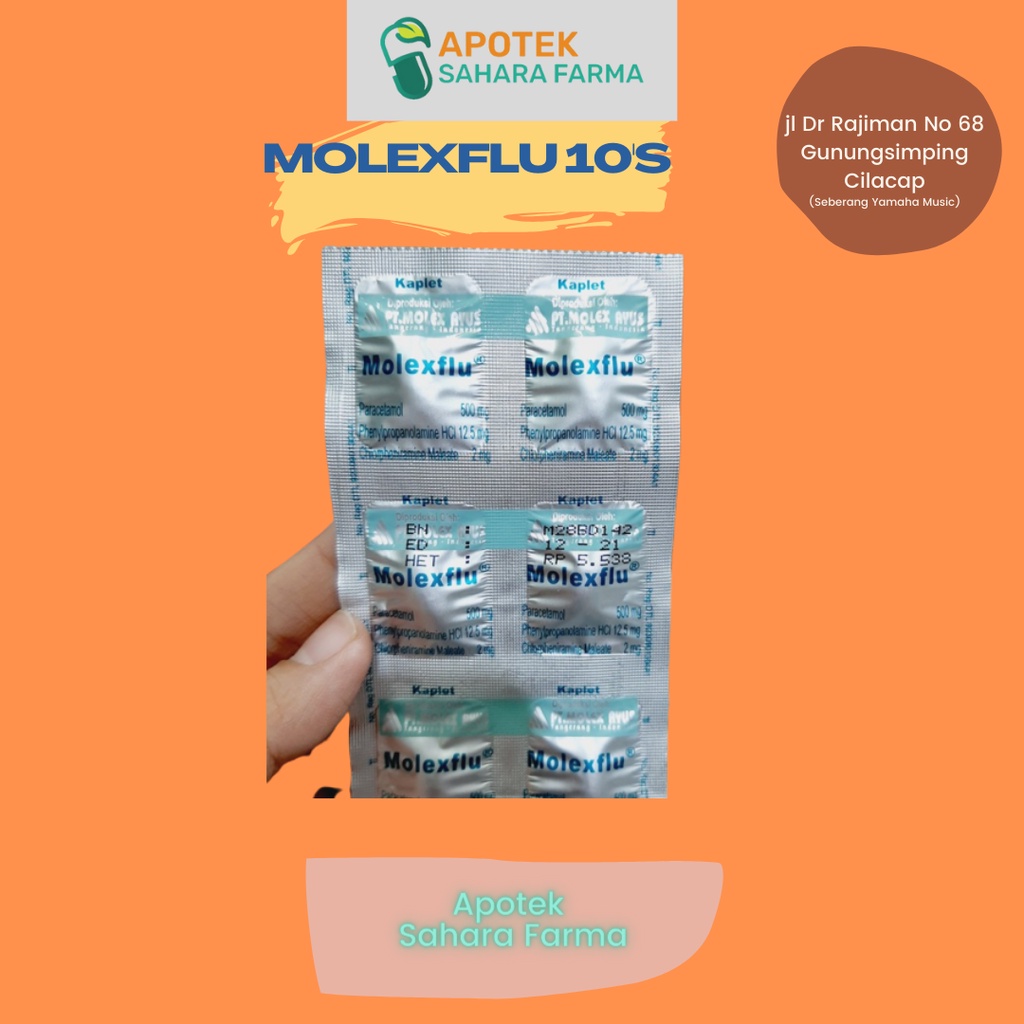 Jual Molexflu obat batuk dan flu 1 strip isi 10 kaplet | Shopee Indonesia