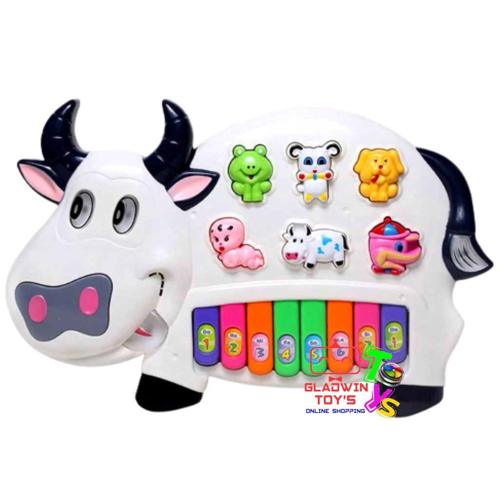 PIANO SAPI BRO-1610 MAINAN PIANO COW MUSIK LAMPU EDUKASI BAYI