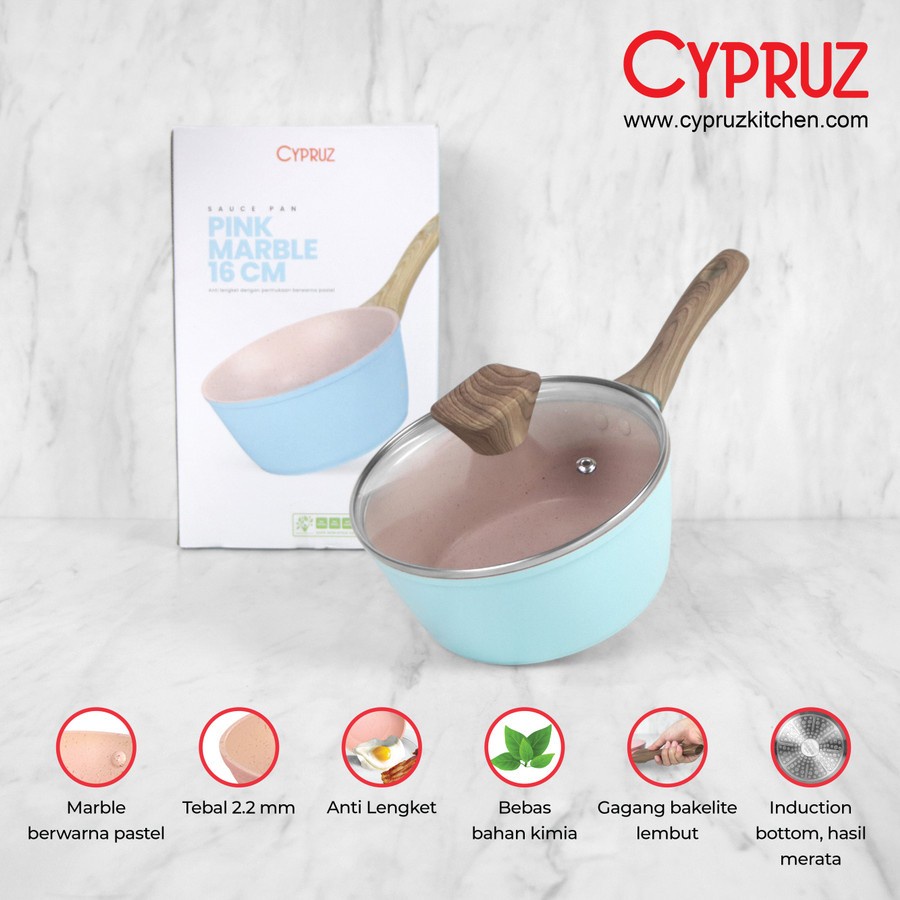 Cypruz SN-0293 Color Marble Sauce Pan / Panci Susu Anti Lengket 16cm