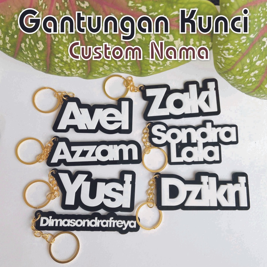 Gantungan Kunci Nama -Custom Inisial -Double Akrilik -Inisial P: 8 Cm