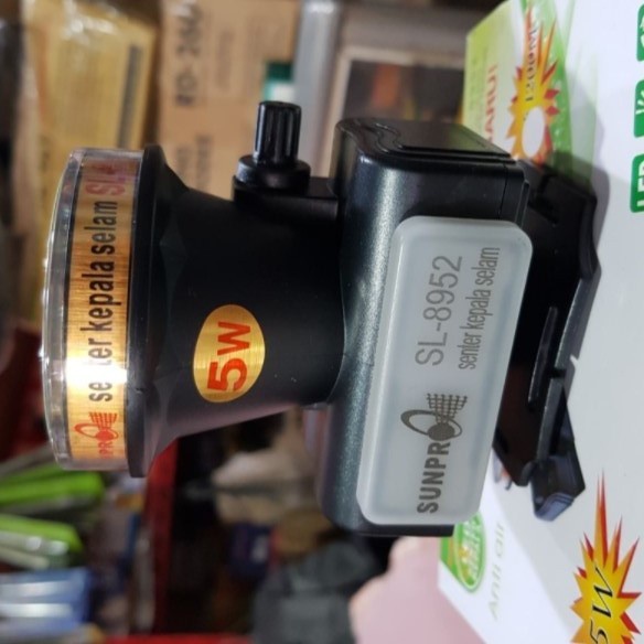 Senter Kepala Sunpro Sl-8952 Kuning Headlamp 5 Watt Charger