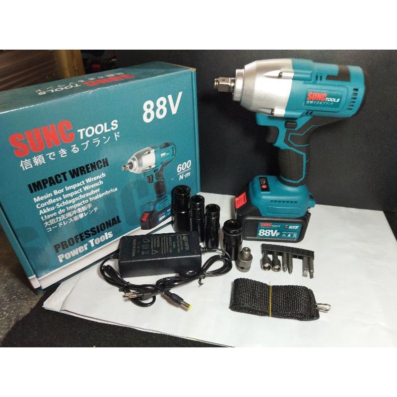 Jual Impact Wrench Cordless 88vf Sunc Tool Torsi Besar 600nm Pembuka Baut Roda Shopee Indonesia 9093