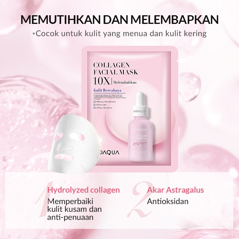 Bioaqua Bio Aqua SHEET MASK 10X The Effect Masker Wajah Facial Mask 28ml Memperbaiki Kulit Kusam - Collagen