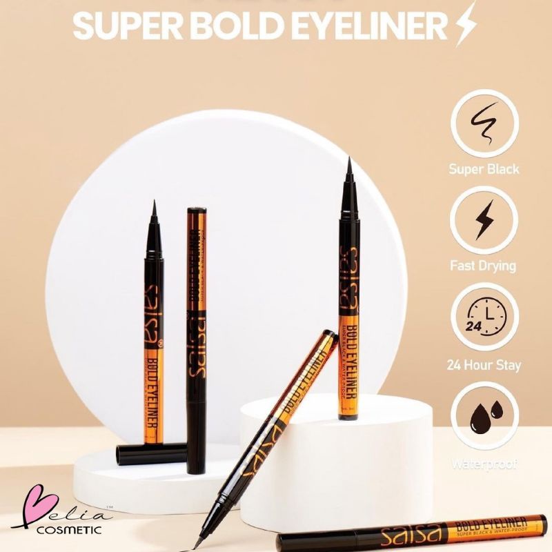 SALSA 2in 1 Hyperlash Eye Liner + Mascara | SALSA Bold Eyeliner Waterproof Pen Eyeliner Hitam