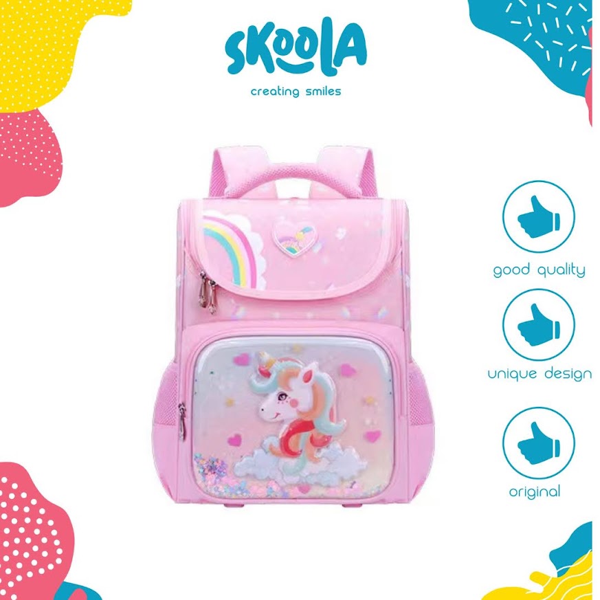 Skoola Tas Sekolah Anak Perempuan SD Ransel Unicorn Whale Waterproof  - Lexa